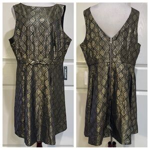 NWT! ModCloth black and gold Fit-And-Flare Dress